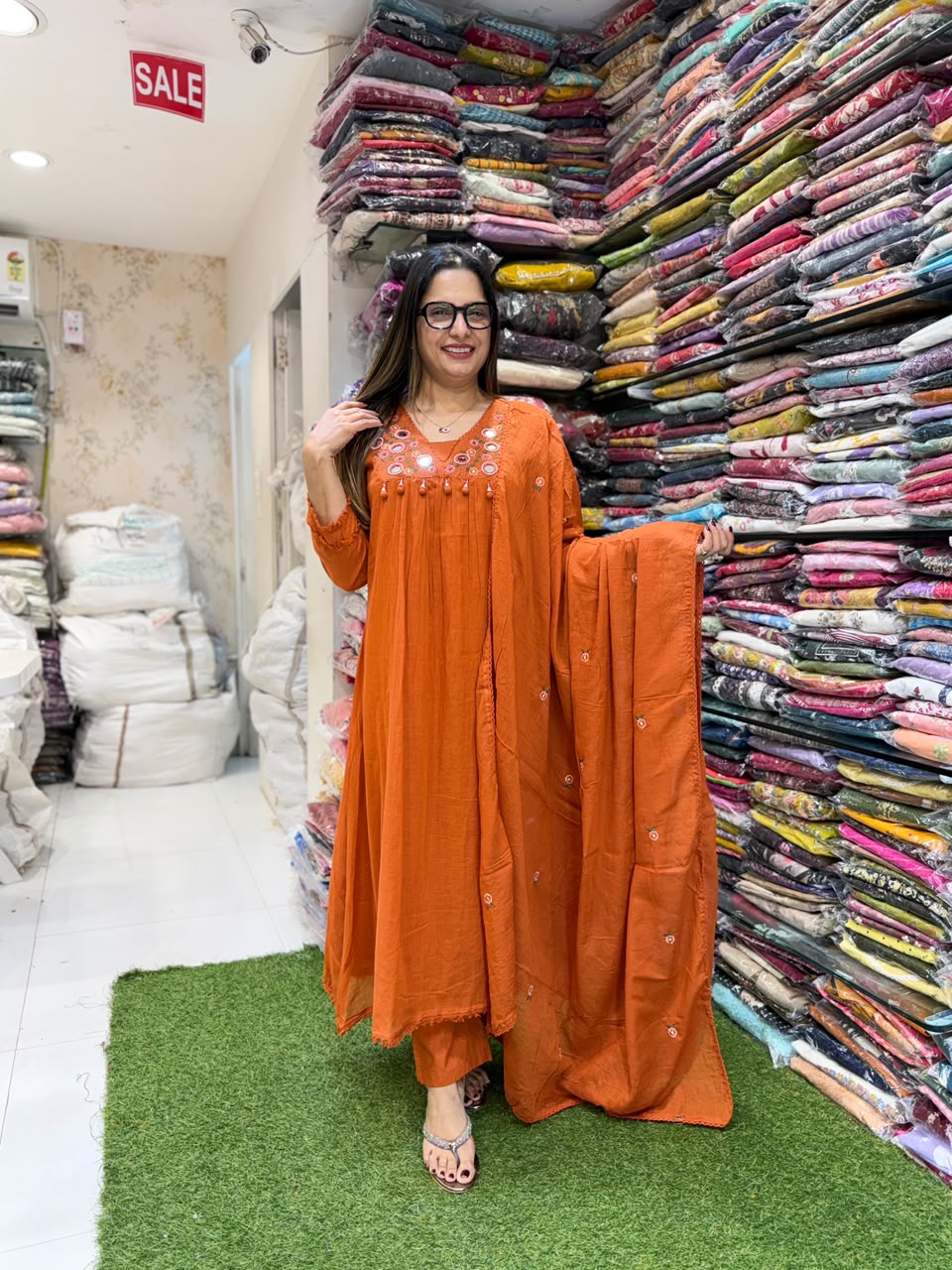 Pure Mull Cotton Orange 3pc Set