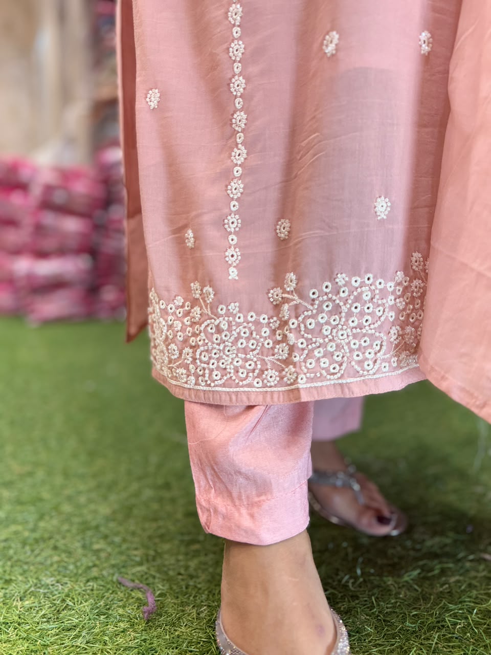Pure Muslin Peach 3pc Set