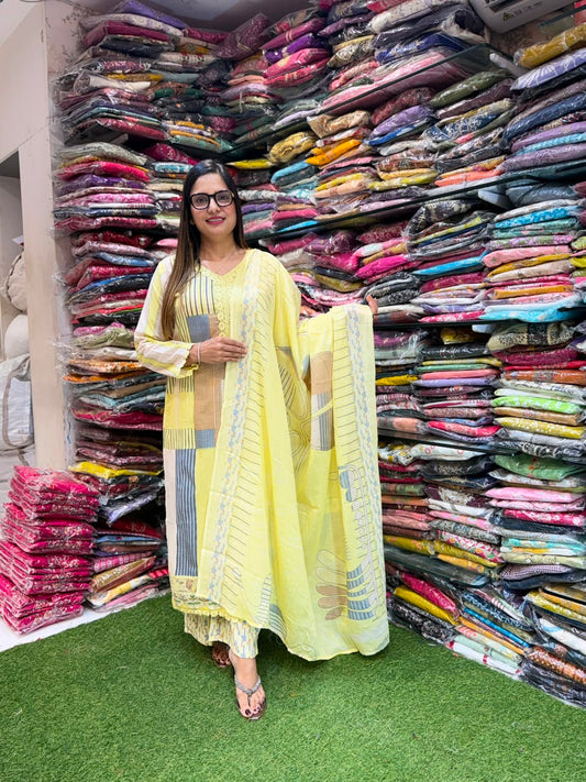 Pure Cotton Lemon Yellow 3pc Set
