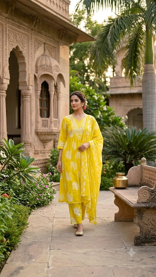 Pure Cotton Yellow 3pc Set
