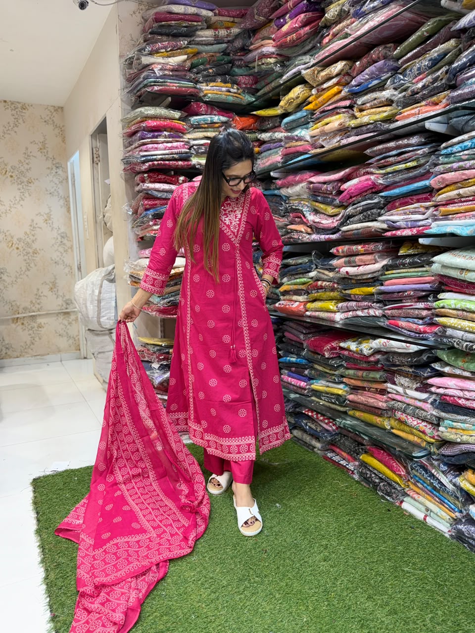 Pure Cotton Rani Pink 3pc Set