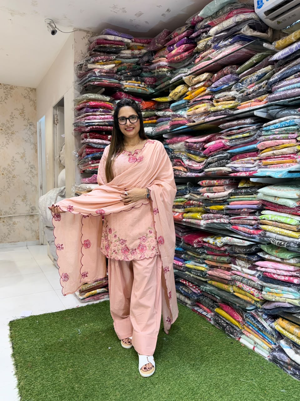 Pure Mull Cotton Farsi Salwar Blush Pink 3pc Set