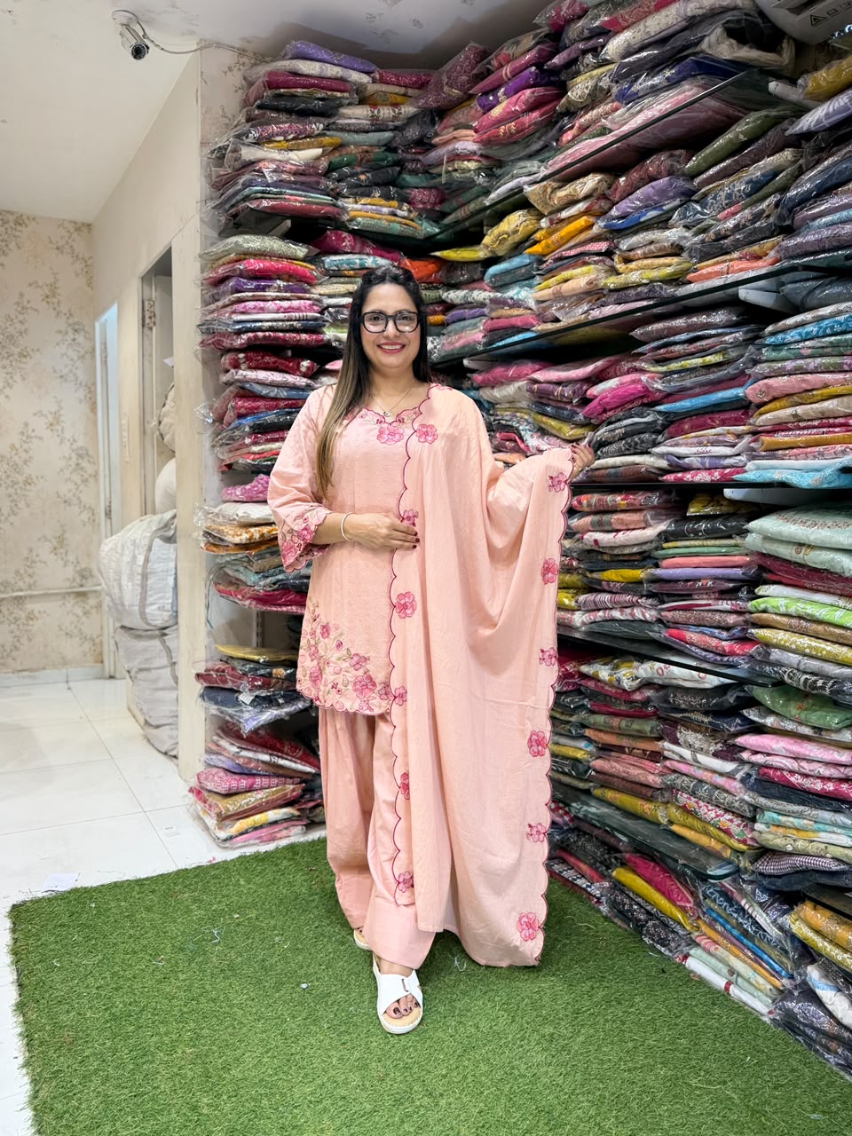 Pure Mull Cotton Farsi Salwar Blush Pink 3pc Set