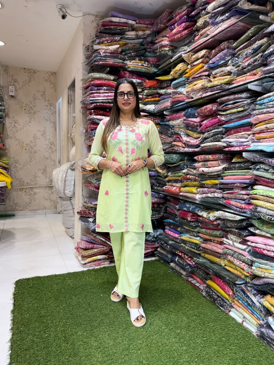Pure Mull Cotton Pista Green 2pc Set
