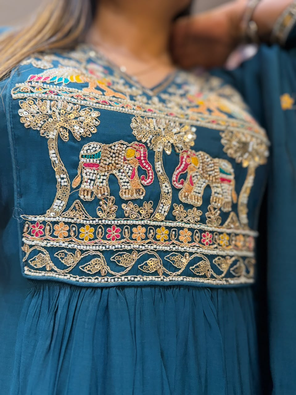 Pure Surat Mull Chanderi Peacock Green 3pc Set