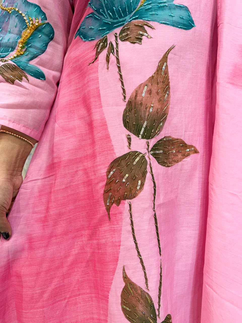 Pure Banaras Mull Chanderi Pink 3pc Set