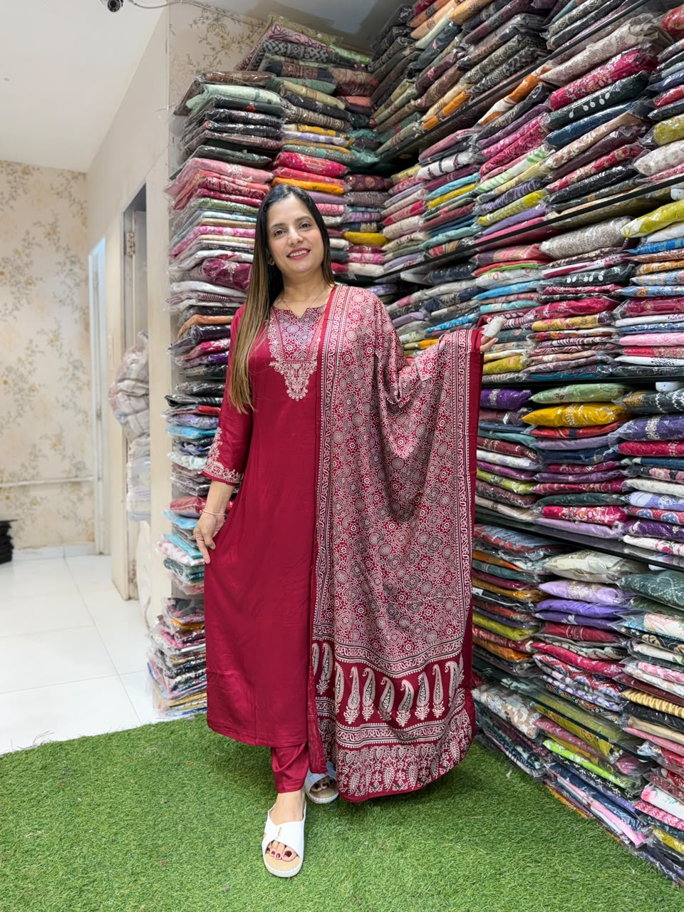 Pure Gaji Silk Red 3pc Set