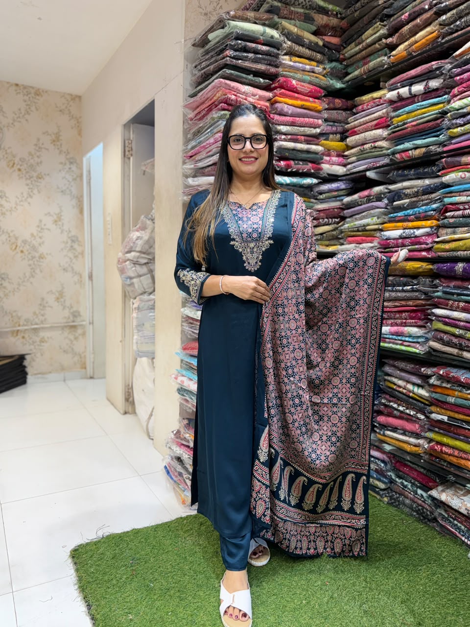Pure Gaji Silk Blue 3pc Set