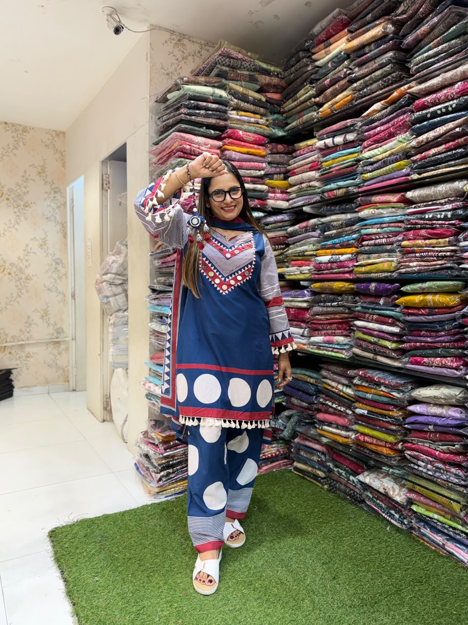 Pure Cotton Farsi Salwar Blue 3pc Set