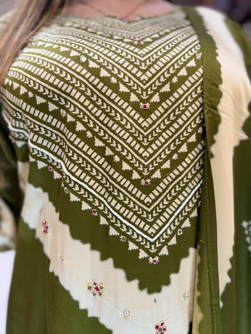 Pure Gaji Silk Mahendi Green 3pc Set