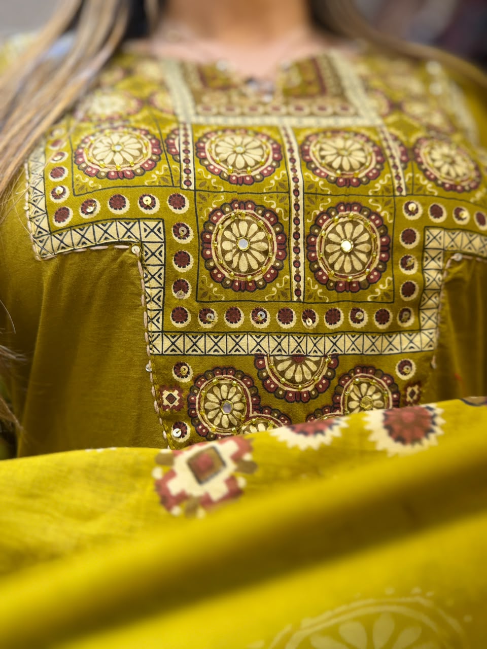 Pure Cotton Mahendi Green 3pc Set