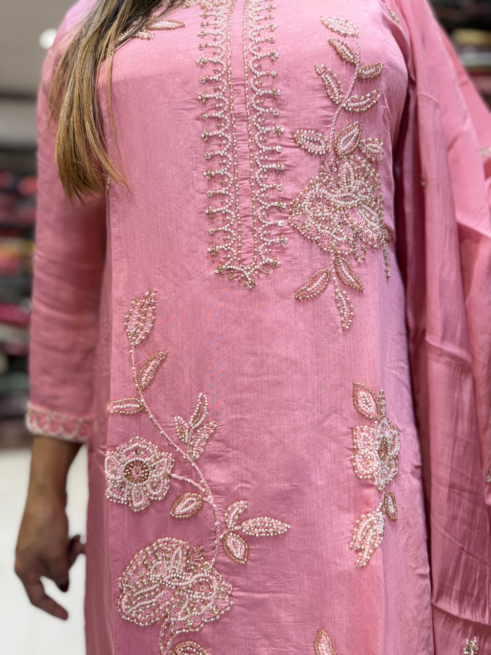Pure Malai Silk Blush Pink 3pc Set