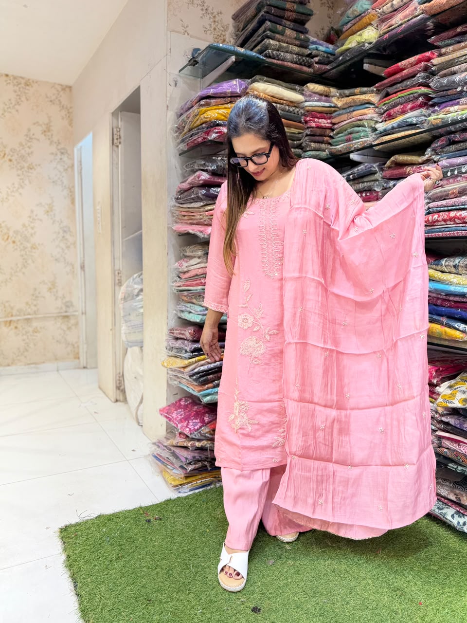 Pure Malai Silk Blush Pink 3pc Set