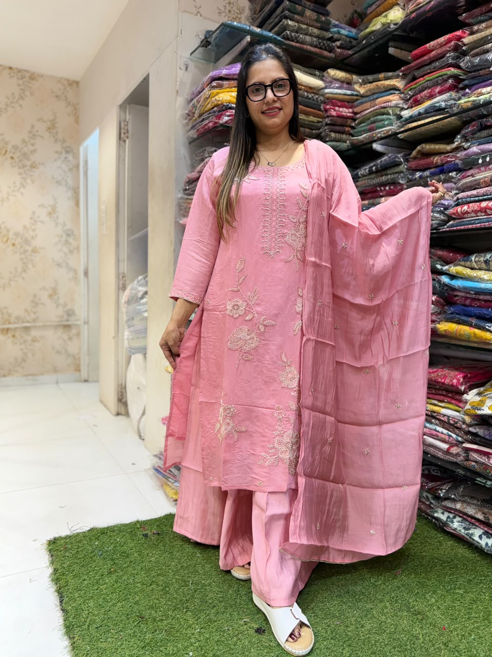 Pure Malai Silk Blush Pink 3pc Set