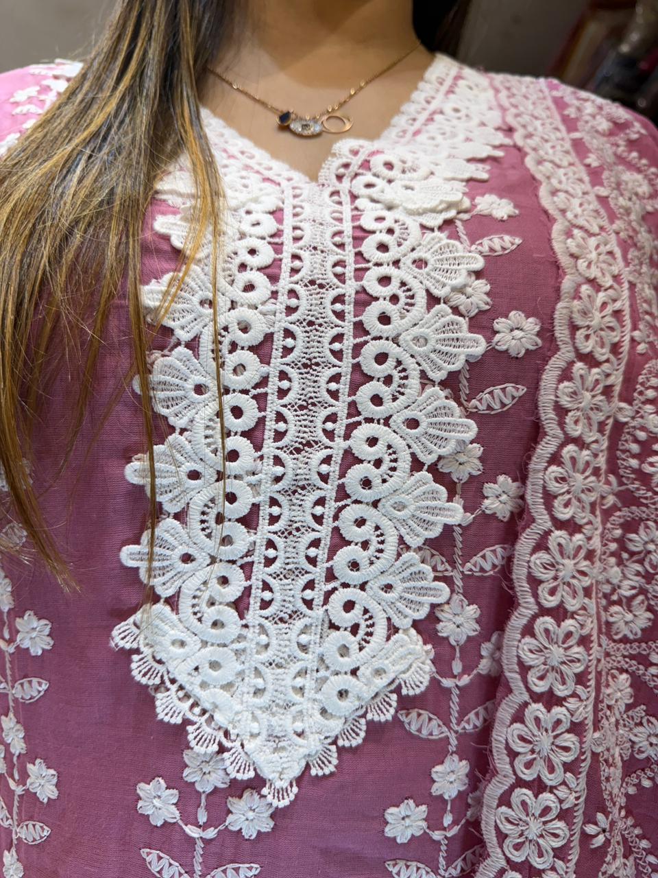 Pure Mull Cotton Pink 3pc Set