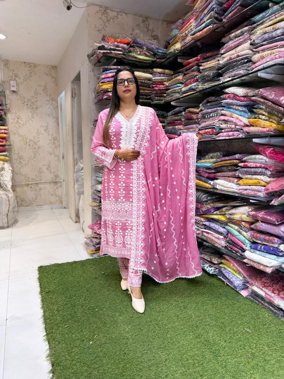 Pure Mull Cotton Pink 3pc Set