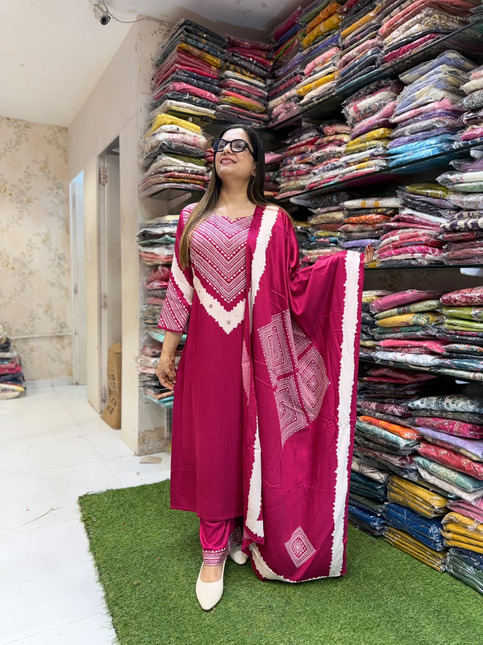 Pure Gaji Silk Mazenta 3pc Set