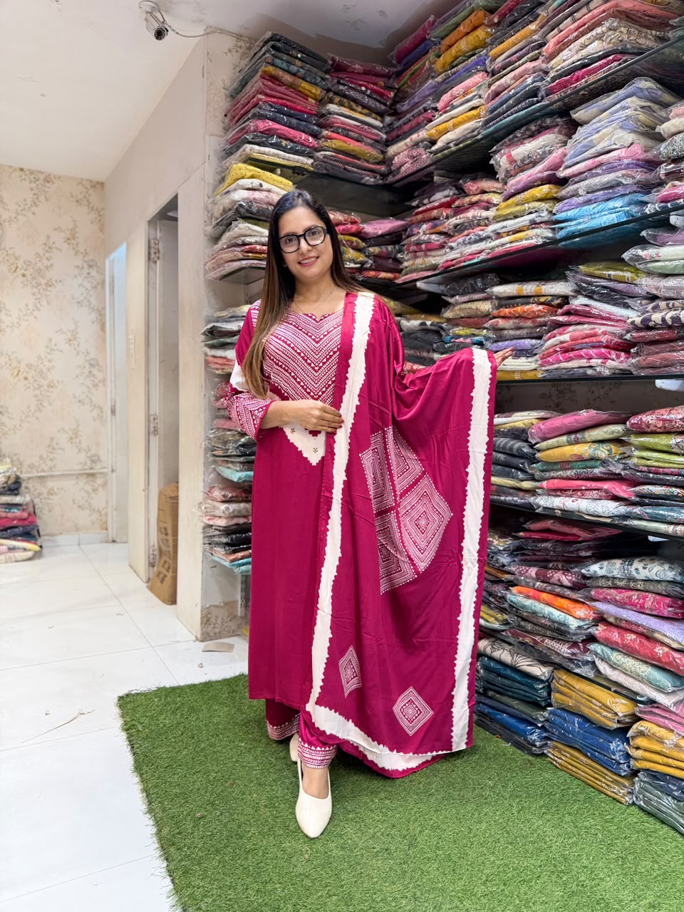 Pure Gaji Silk Mazenta 3pc Set