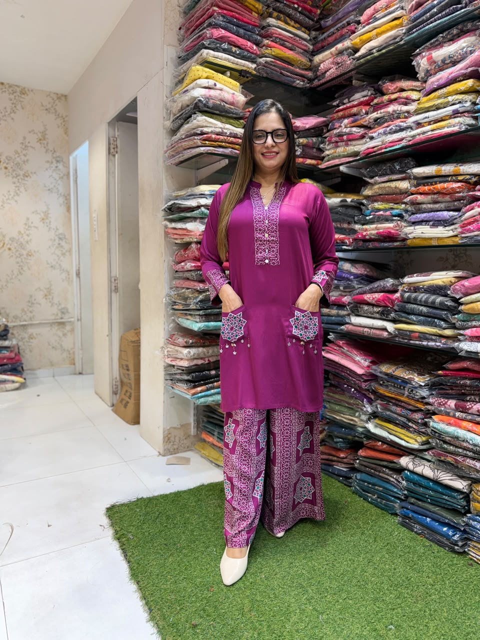 Pure Gaji Silk Mazenta 2pc Set