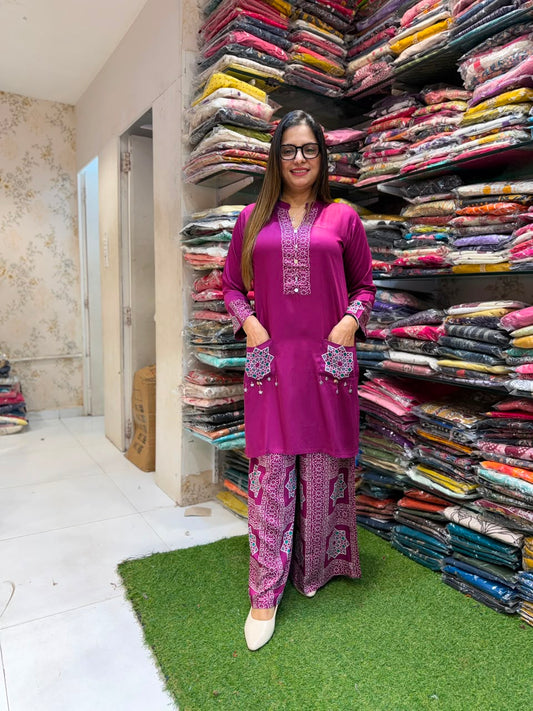 Pure Gaji Silk Mazenta 2pc Set