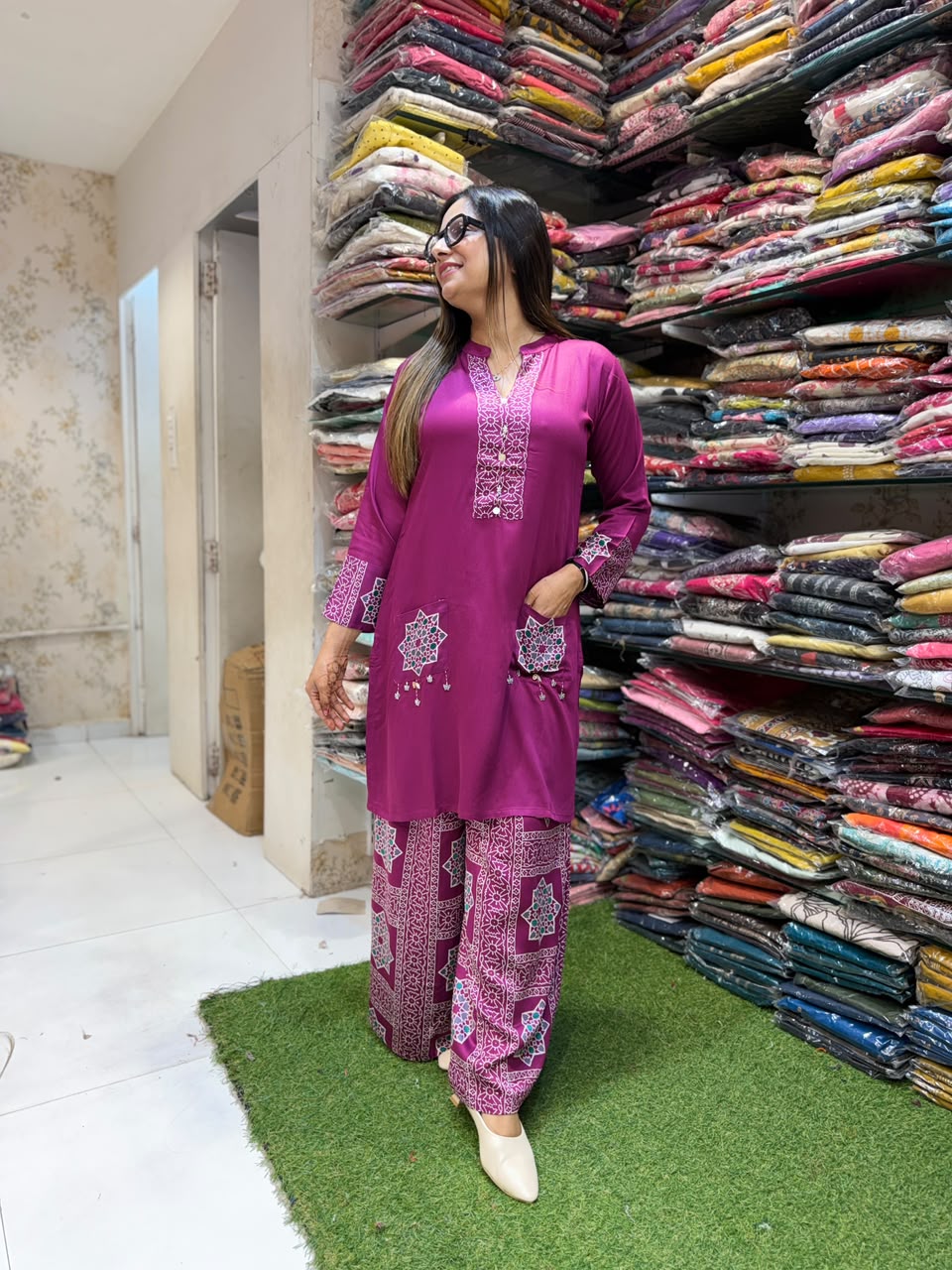 Pure Gaji Silk Mazenta 2pc Set