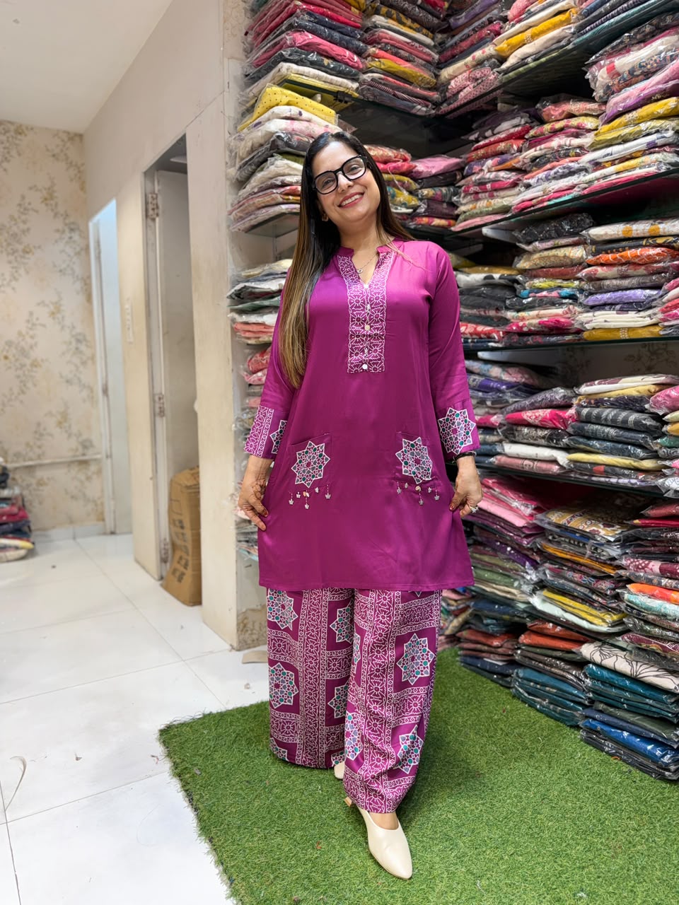 Pure Gaji Silk Mazenta 2pc Set