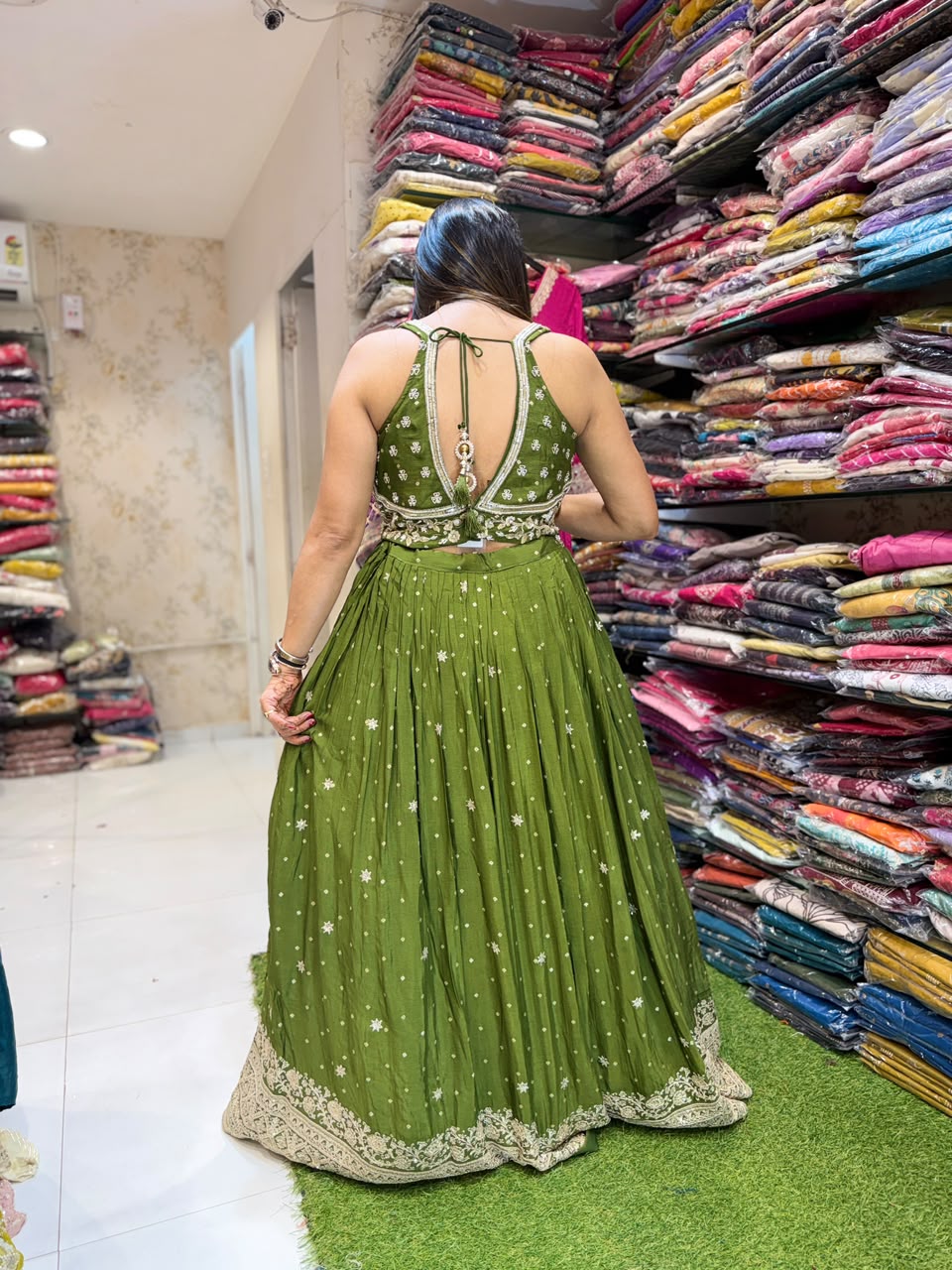 Pure Chinon Green Lahenga