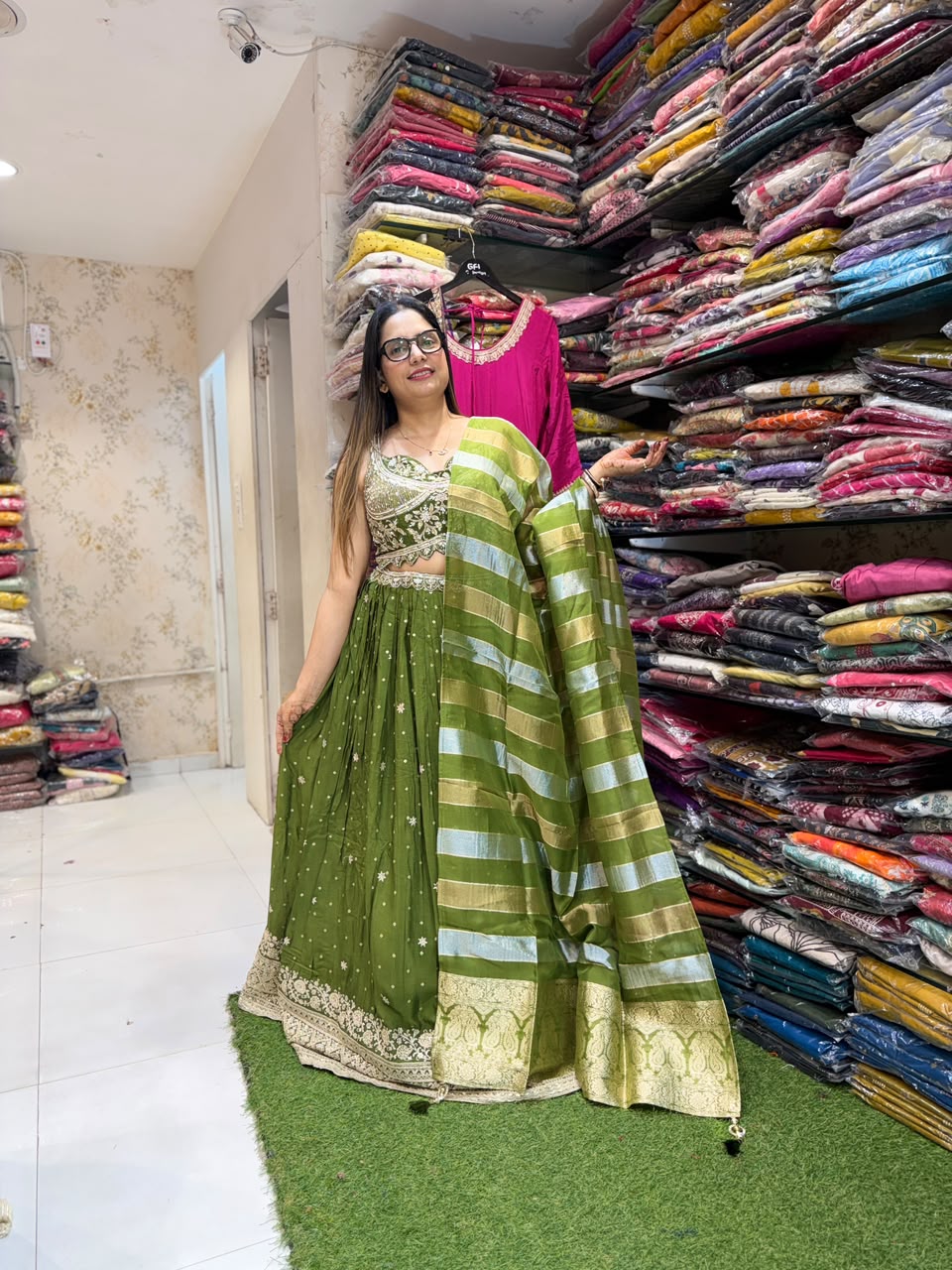 Pure Chinon Green Lahenga