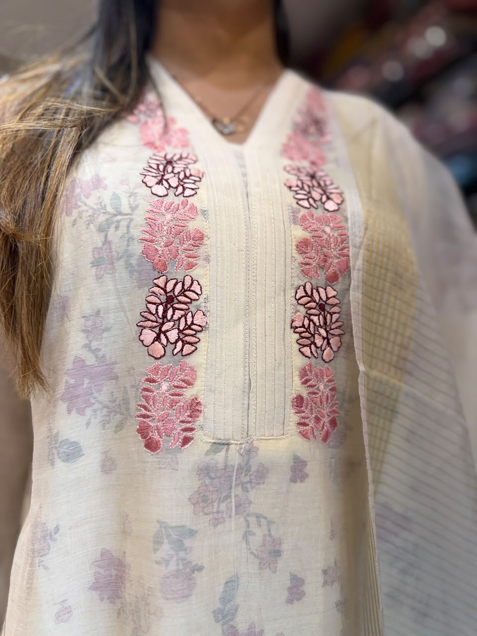 Pure Banaras Mull Chanderi Off White 3pc Set