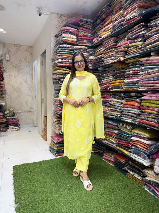 Pure Mull Cotton Yellow 3pc Set