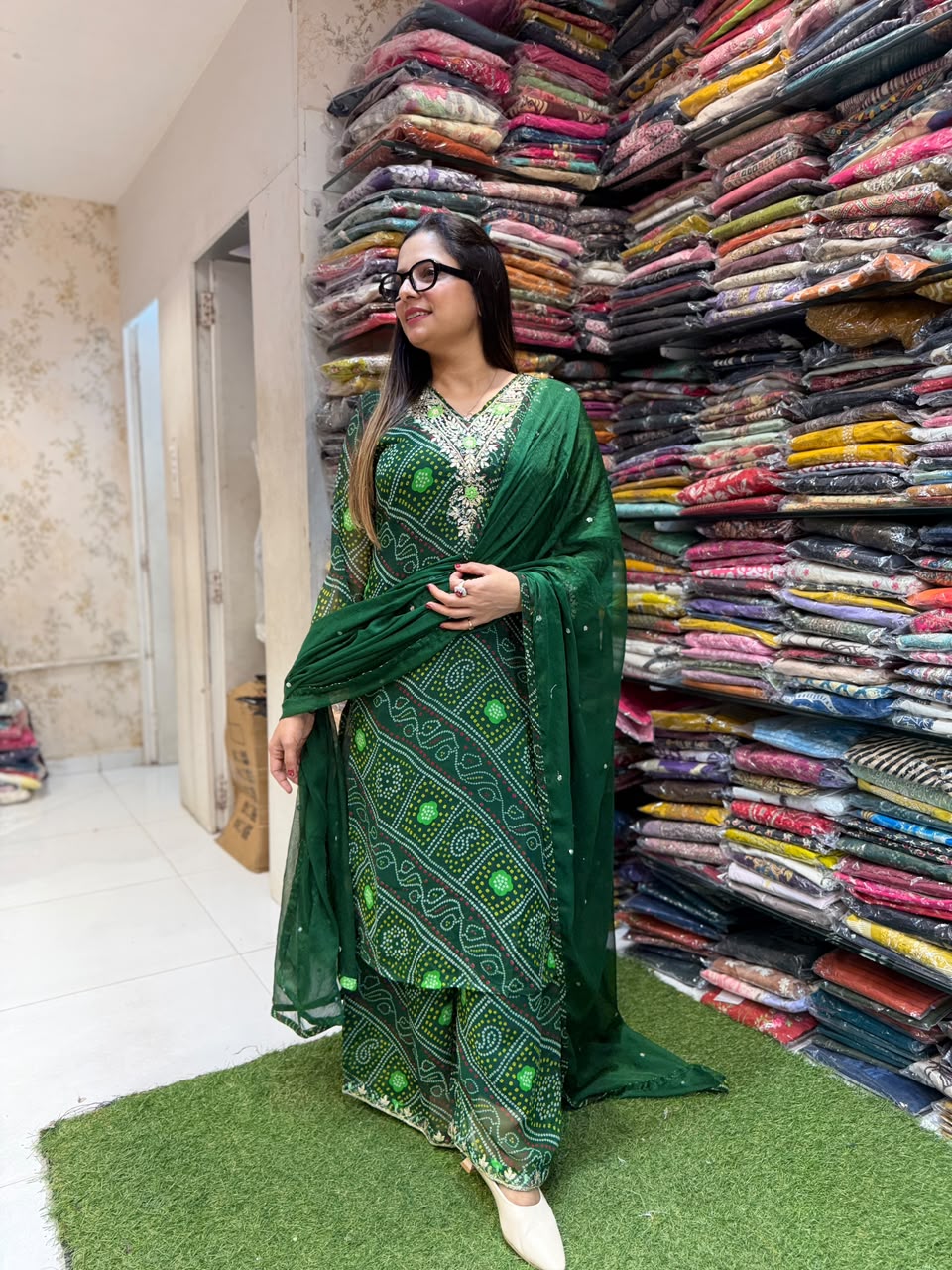 Pure Georgette Green 3pc Set