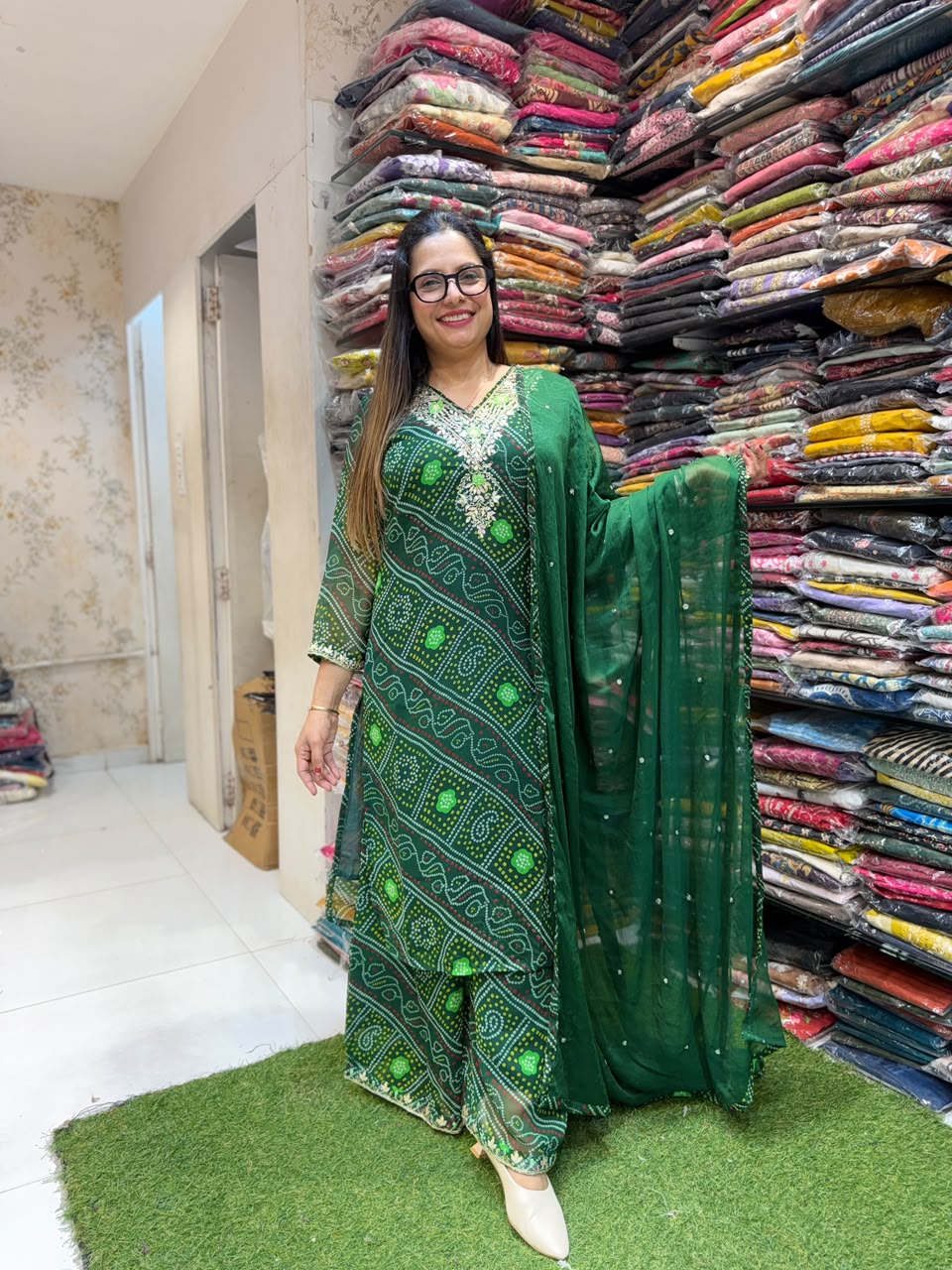 Pure Georgette Green 3pc Set