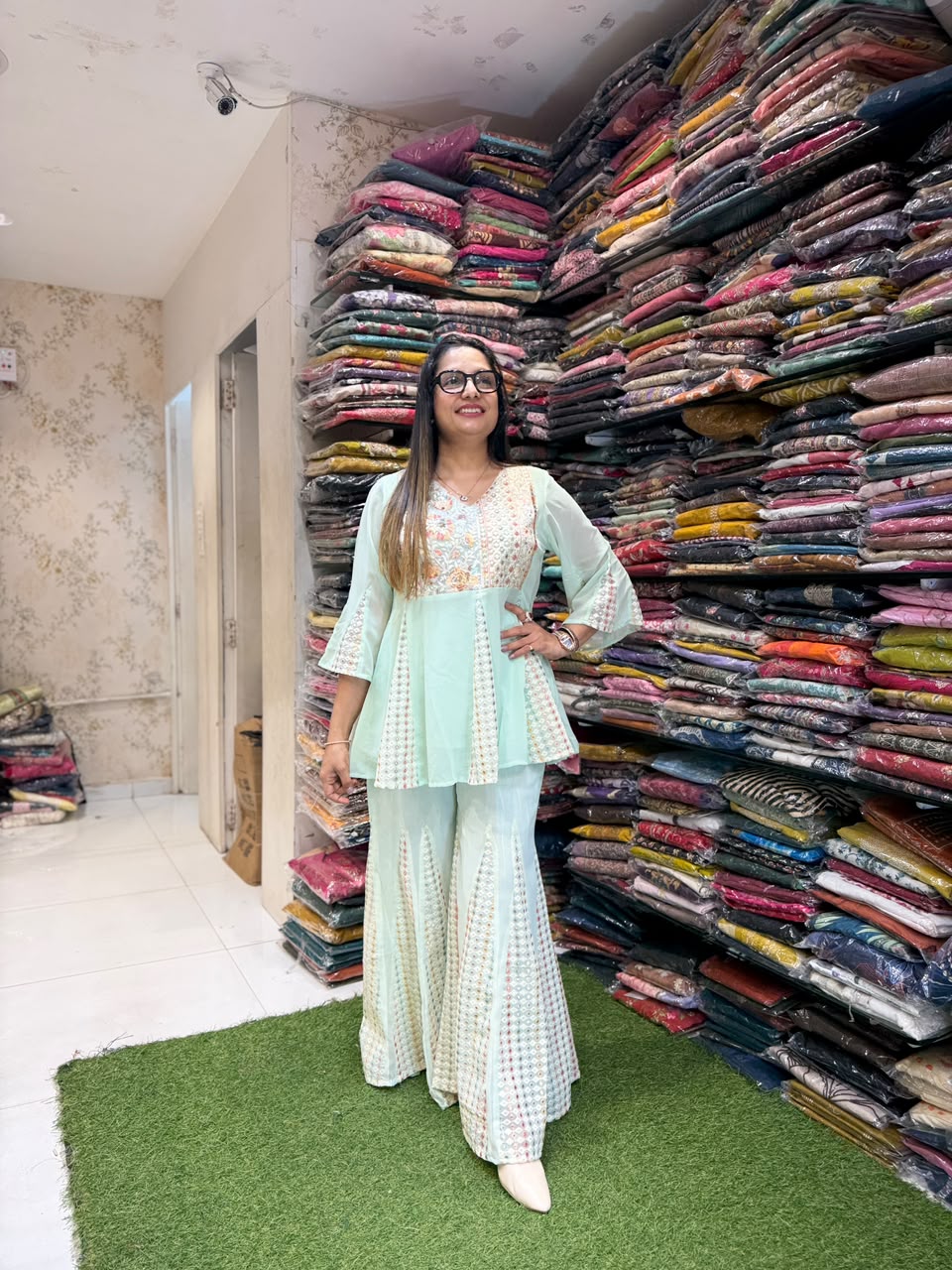 Pure Georgette Sea Green 2pc Set