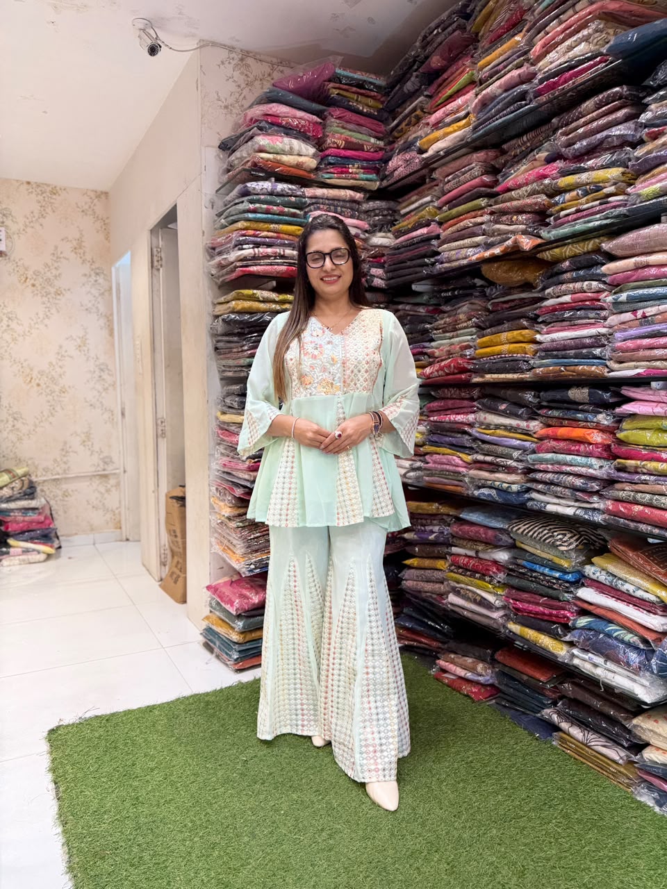 Pure Georgette Sea Green 2pc Set