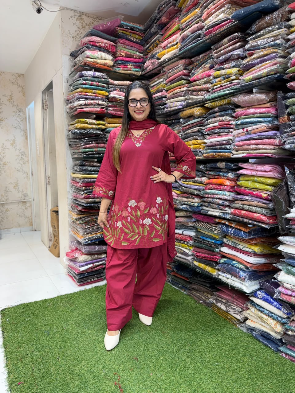 Pure Cotton Maroon Farsi Salwar 3pc Set