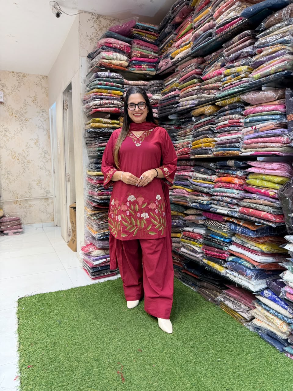 Pure Cotton Maroon Farsi Salwar 3pc Set
