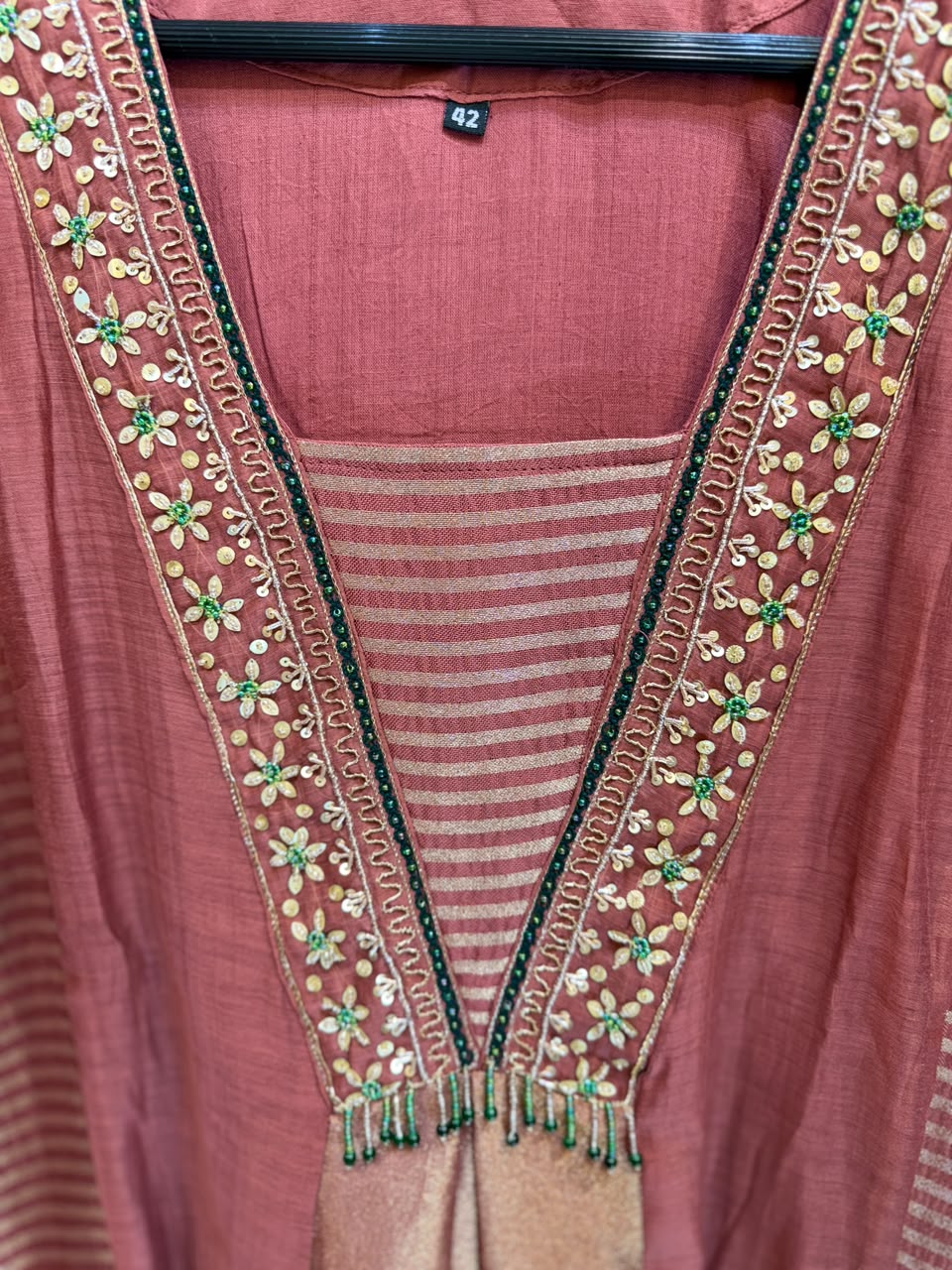 Pure Banaras Mull Chanderi Rose Gold 3pc Set