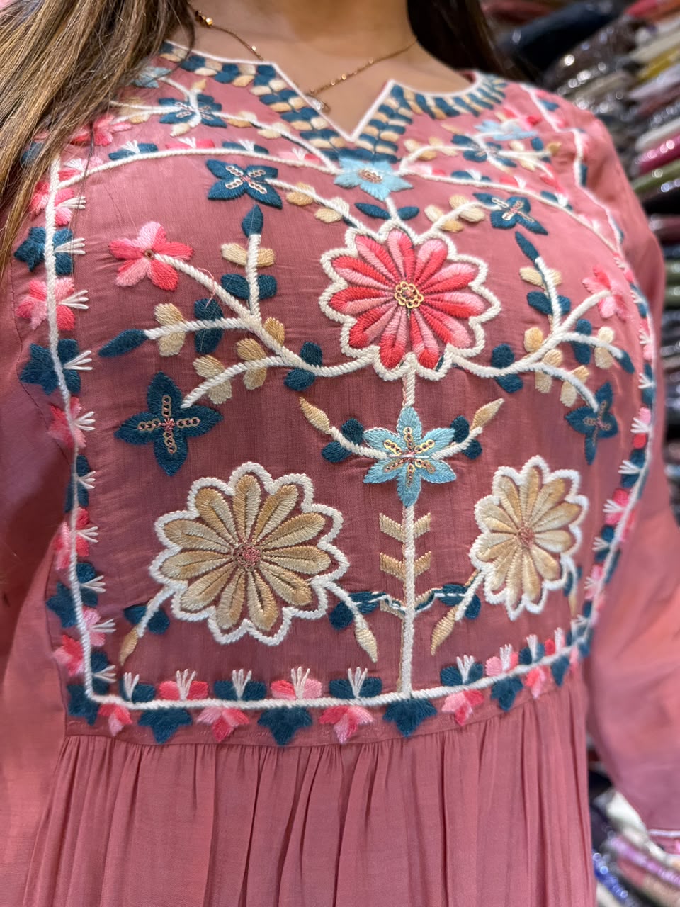 Pure Surat Mull Chanderi Rose Gold Pink 3pc Set