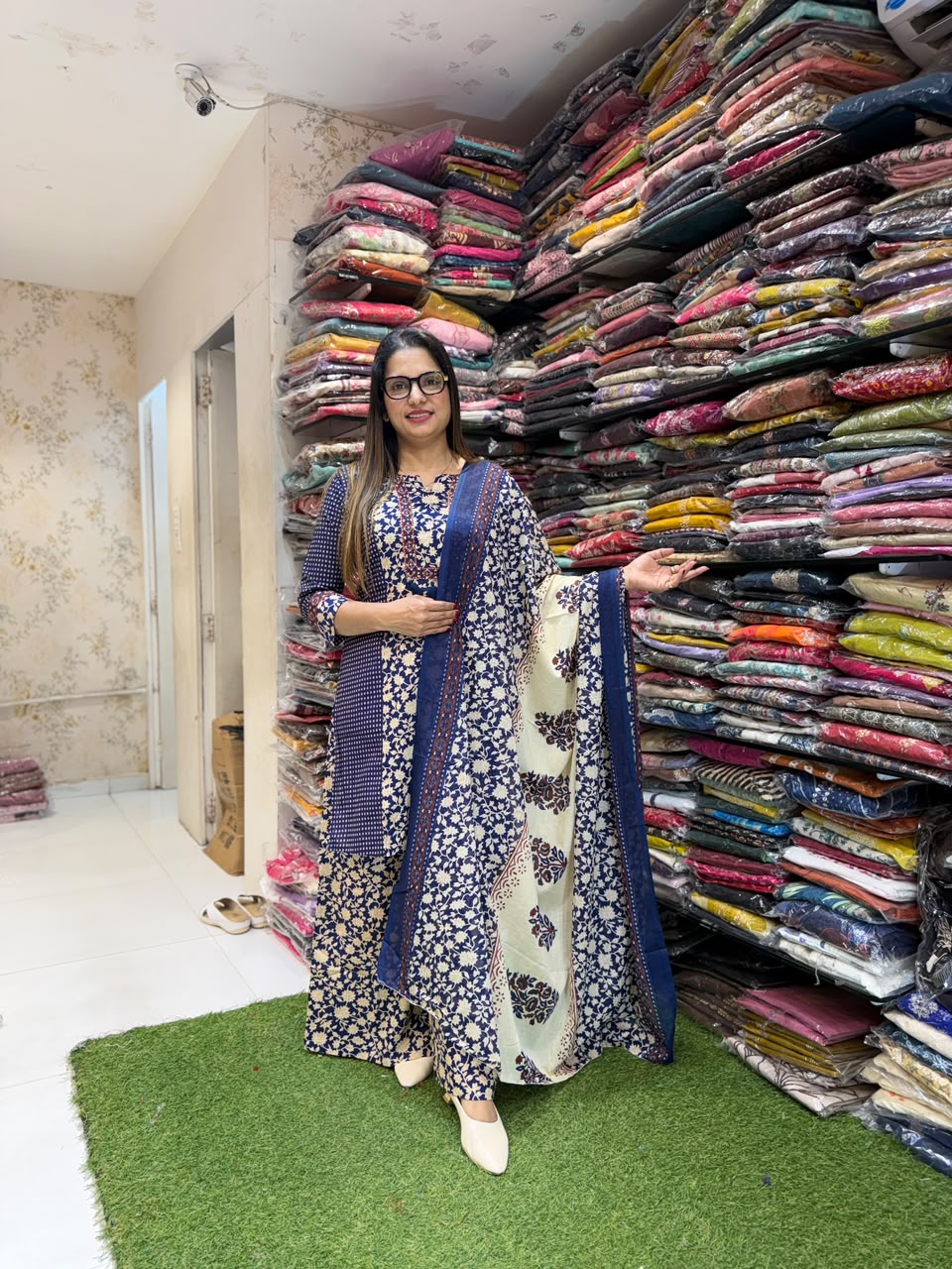 Pure Jaipuri cotton 3 pc Divider set Indigo Blue color