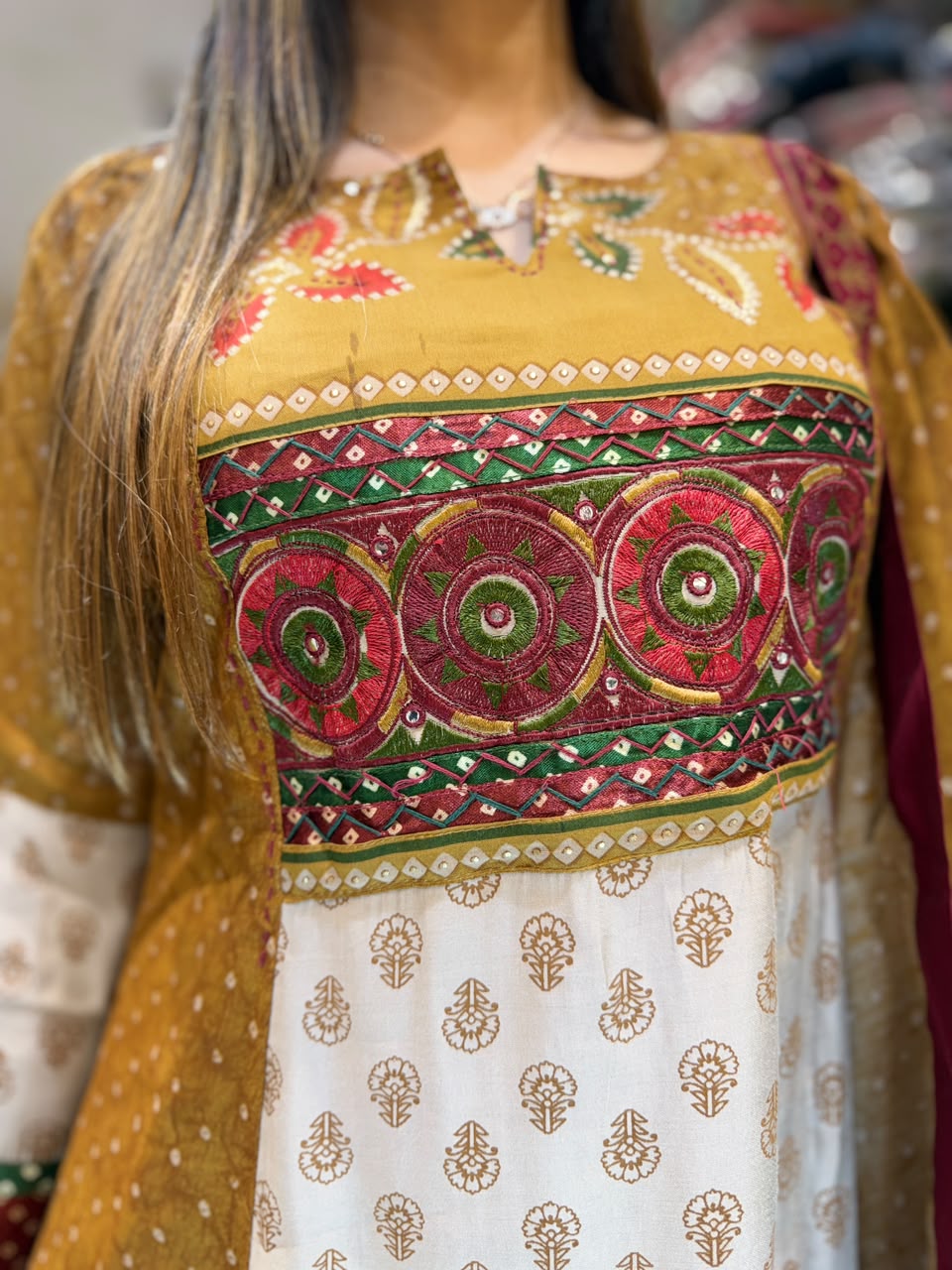 Viscose Mull Chanderi  Mustard Yellow 3pc Set