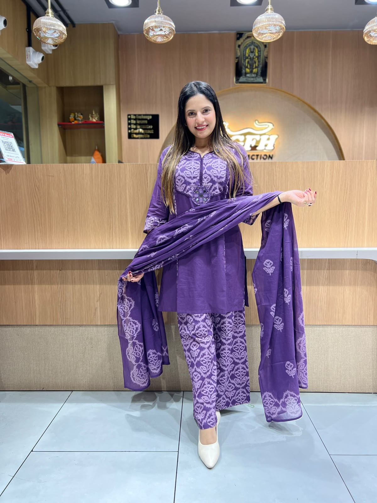 Pure Cotton Purple 3pc Set