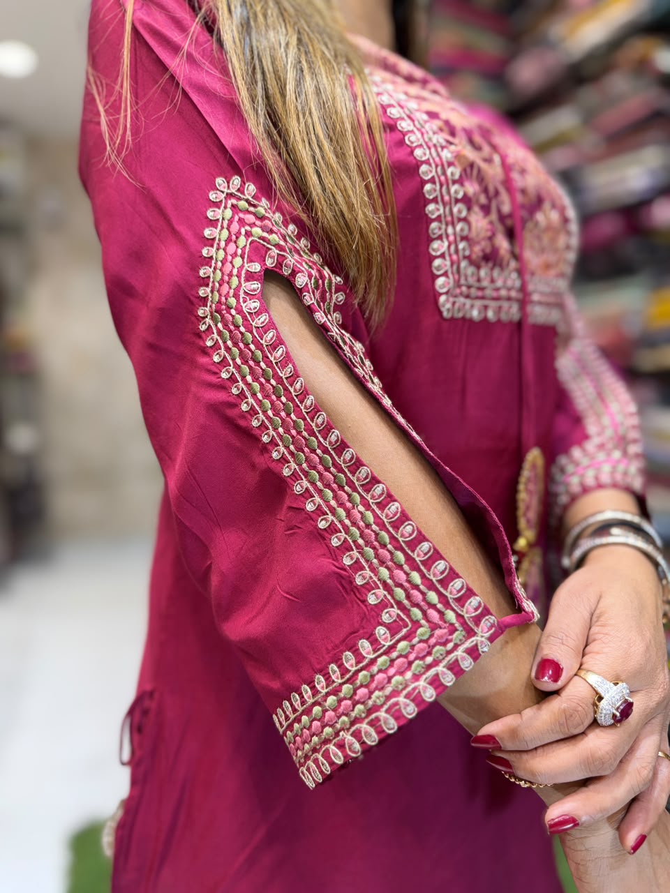 Pure Muslin Magenta Cord Set