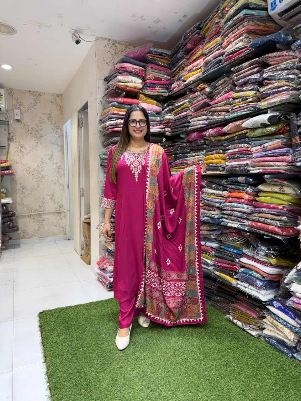 Pure Gaji Silk Mazenta 3pc Set