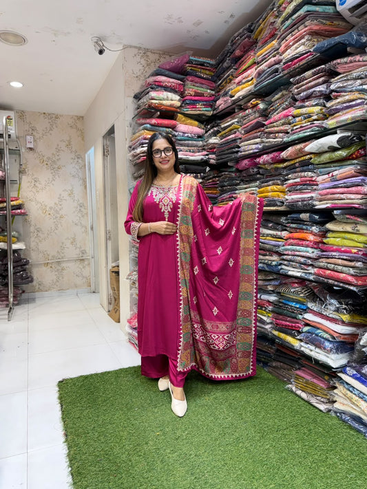 Pure Gaji Silk Mazenta 3pc Set