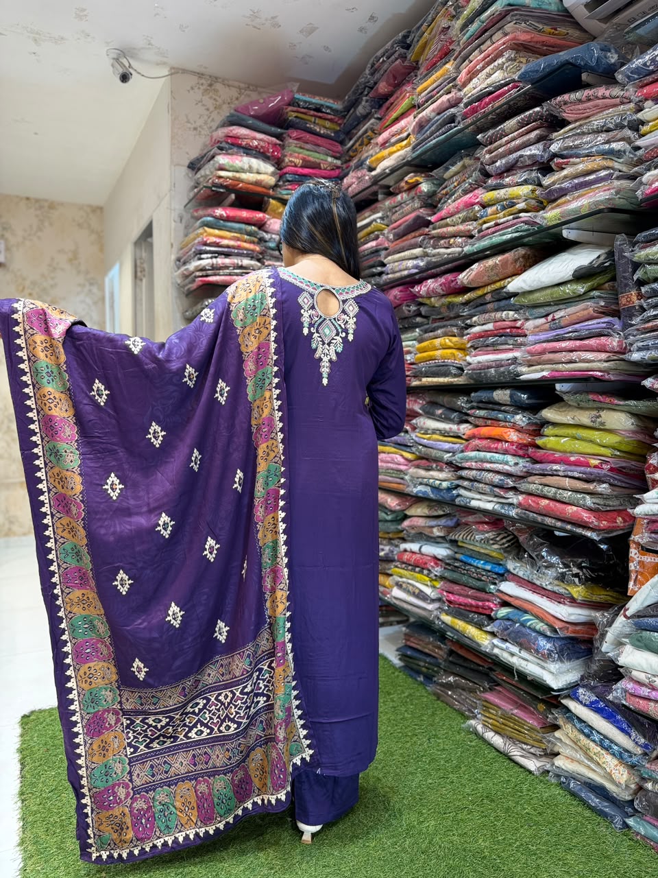 Pure Gaji Silk Dark Purple 3pc Set