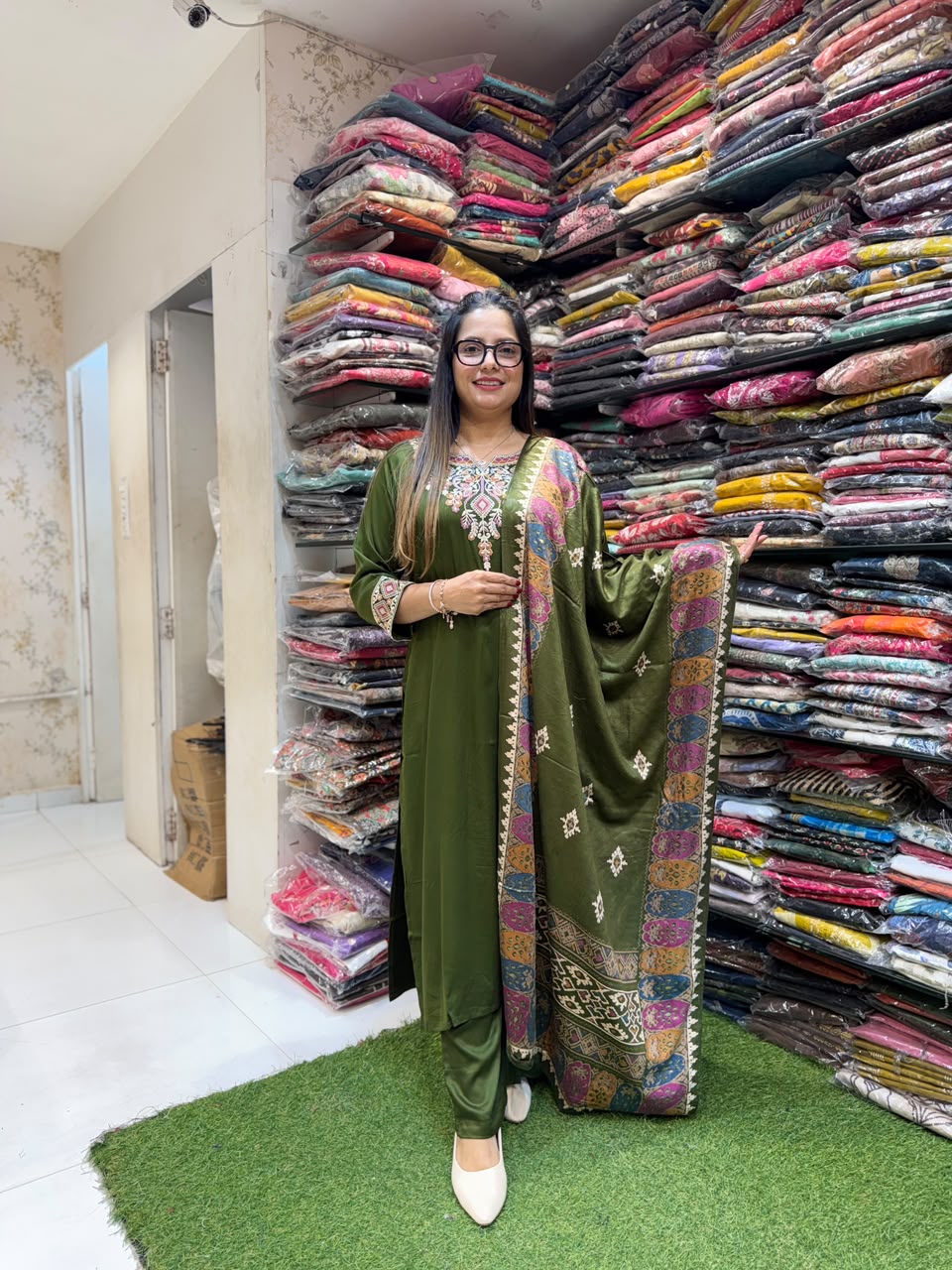 Pure Gaji Silk Green 3pc Set