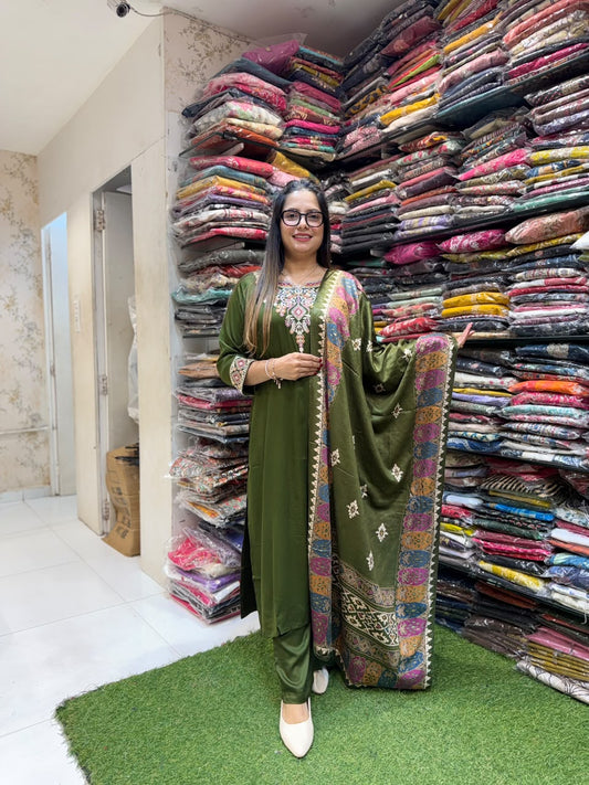 Pure Gaji Silk Green 3pc Set