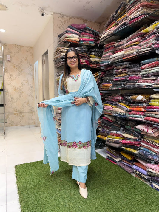 Pure Crush Cotton Sky Blue 3pc Set