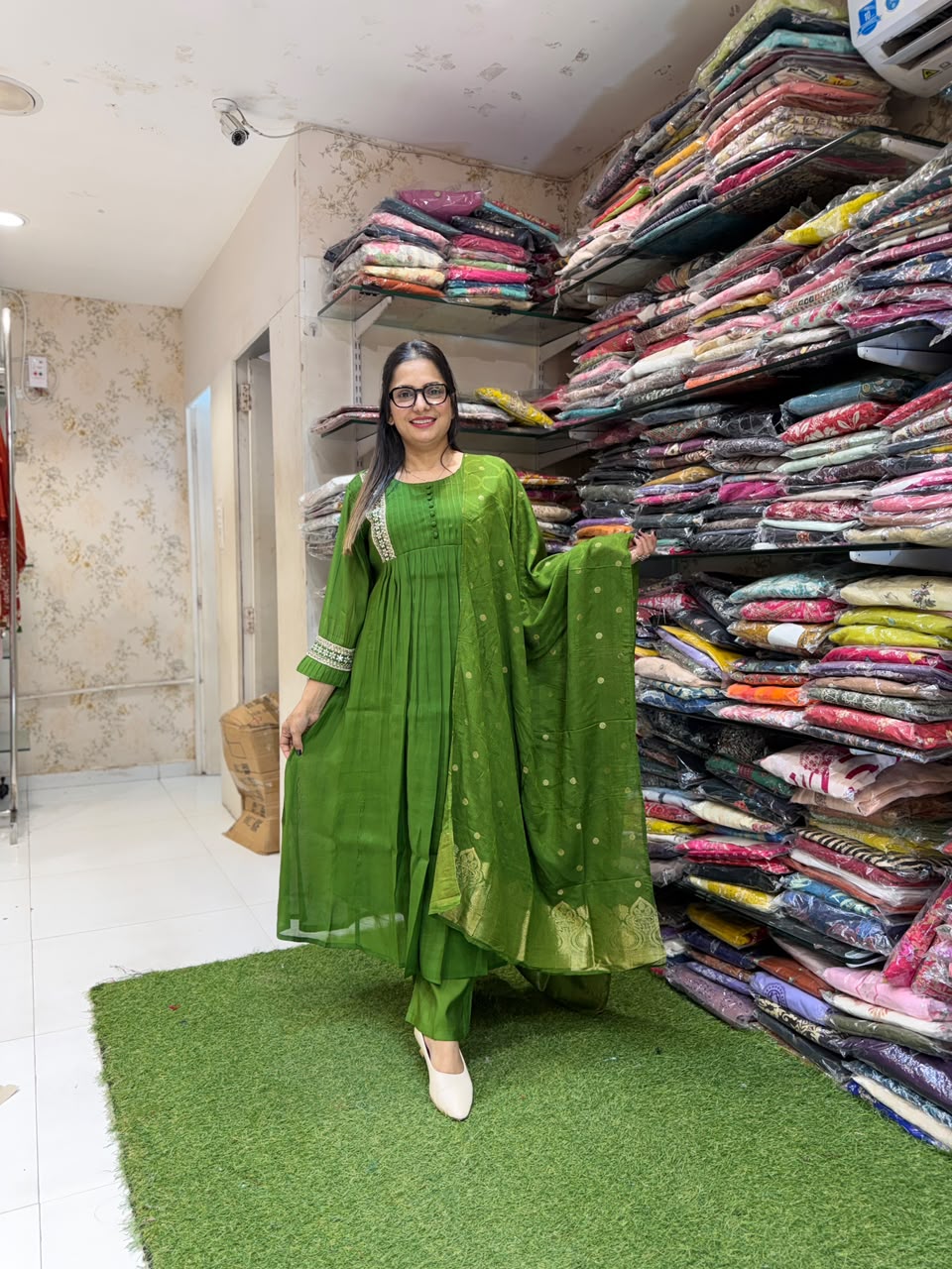 Pure Raw Silk Green 3pc Set