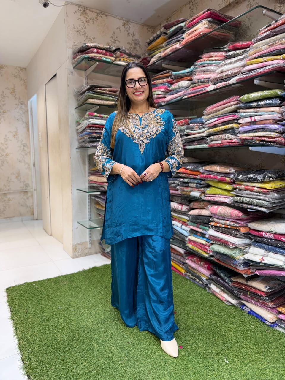 Pure Crep Turquise Blue 2pc Set